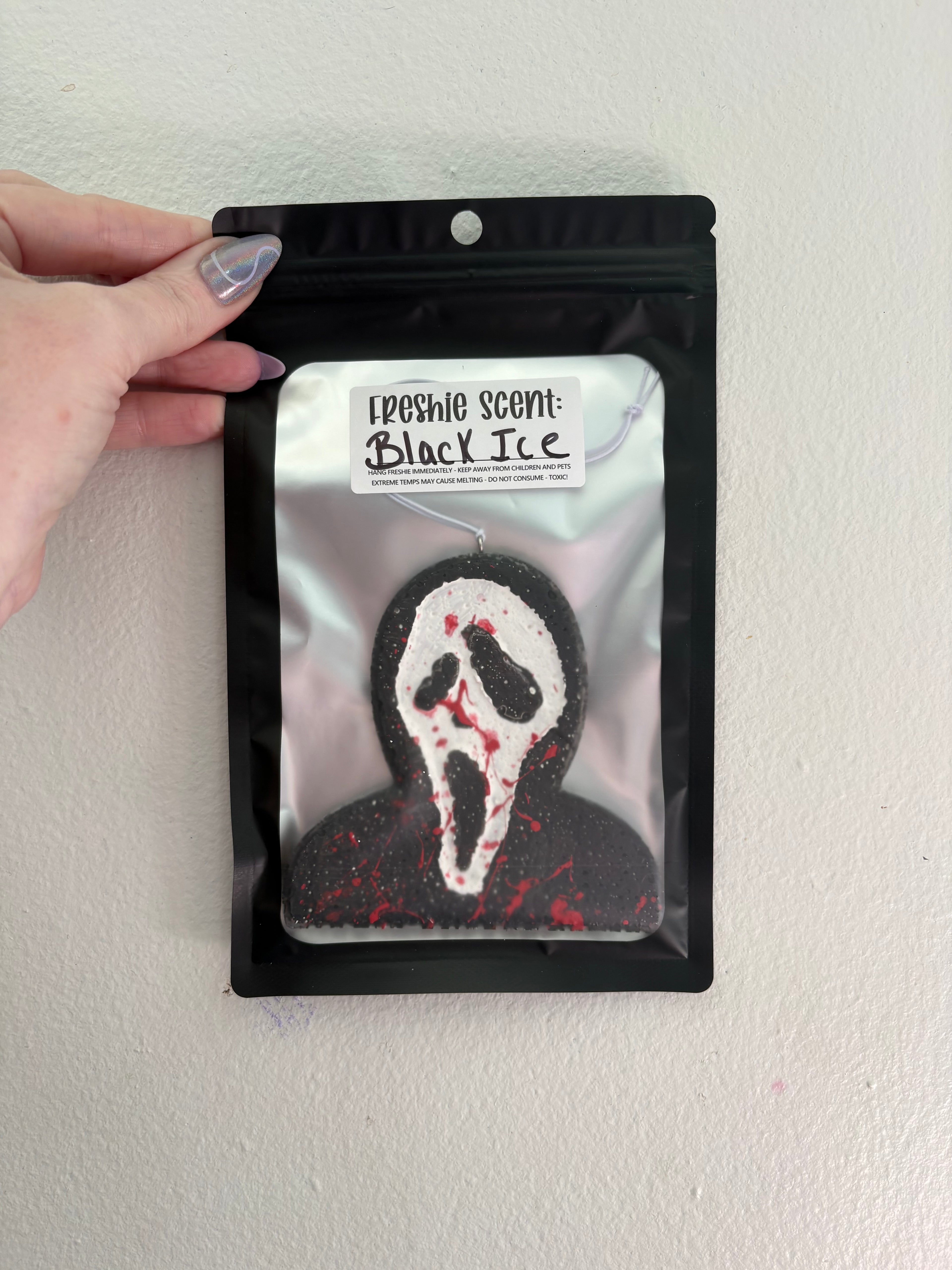 Ghost face black ice car freshie