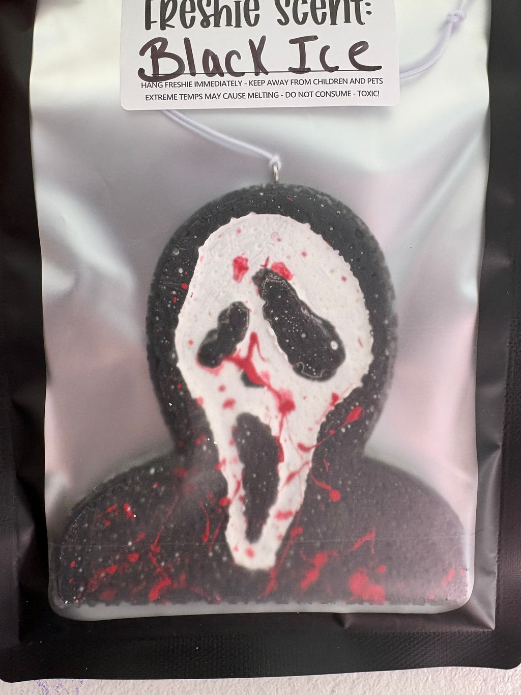 Ghost face black ice car freshie