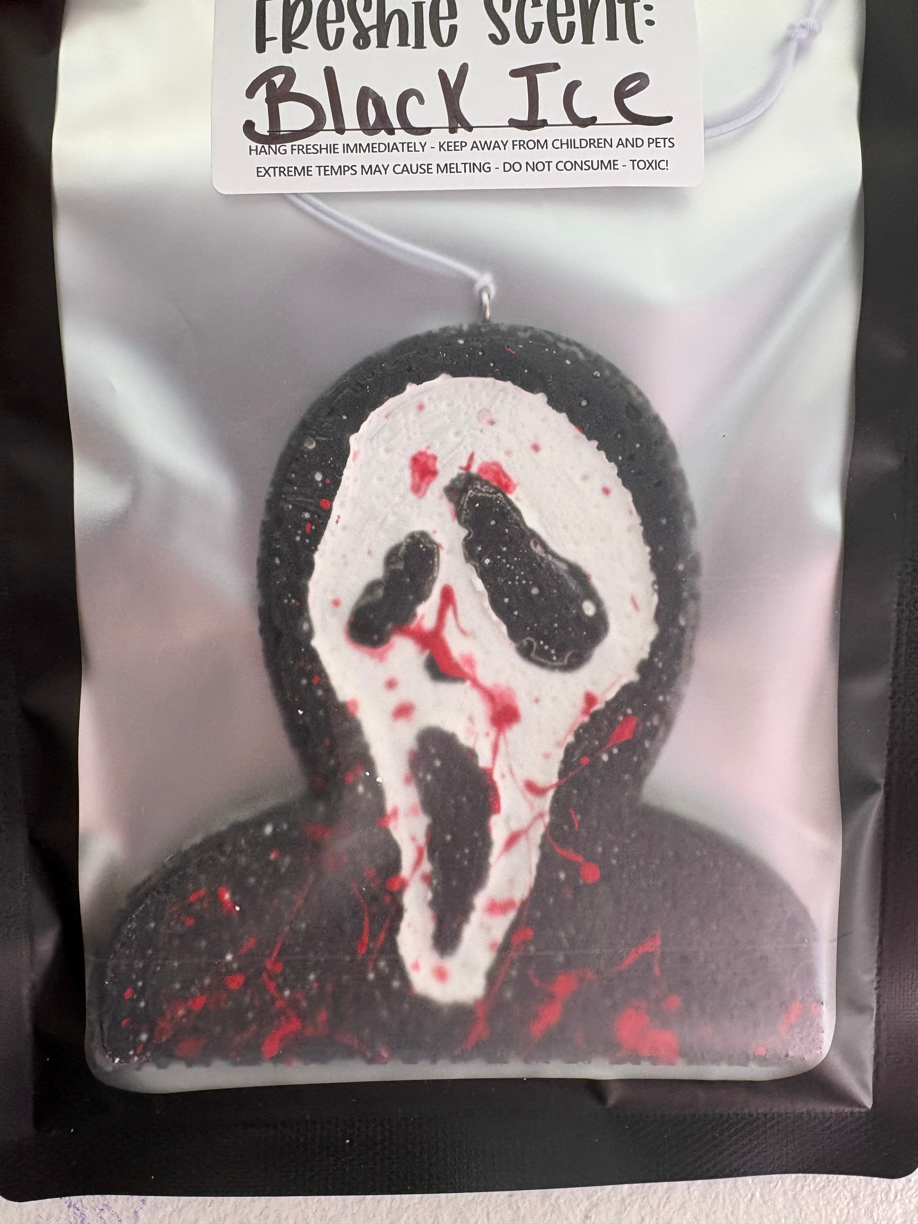 Ghost face black ice car freshie