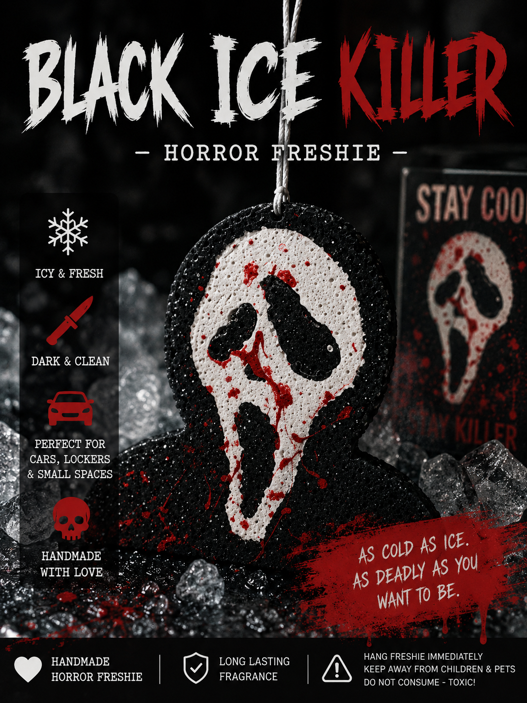 Ghost face black ice car freshie